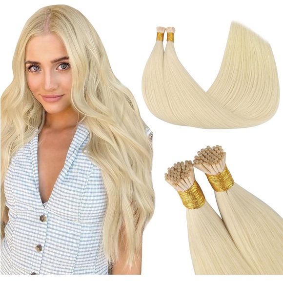 16” I Tip Hair Extensions Human Hair 50g 100 Strands Real Human Itip #60A